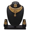 Kord Store Rajwadi Look Designer Flower Shape Pearl Gold Plated Choker Necklace Set For Women  - KSNKE60123
