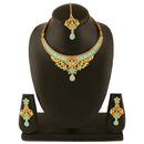 Kord Store Rajwadi Look Flower Shape Lct Stone Meenakari Choker Necklace Set For Women  - KSNKE60148