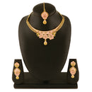 Kord Store Misty Rose Lct Stone Traditional Gold Plated Choker Necklace Set For Women  - KSNKE60151