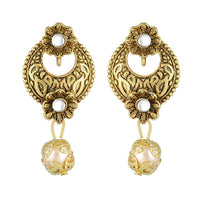 Kord Store Traditional Matt Finish Paisley Design & Pearl Gold Plated Choker Necklace Set For Women  - KSNKE60163