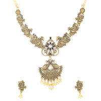 Kord Store Rajwadi Matt Finish Peacock Design Necklace Set For Women  - KSNKE60165