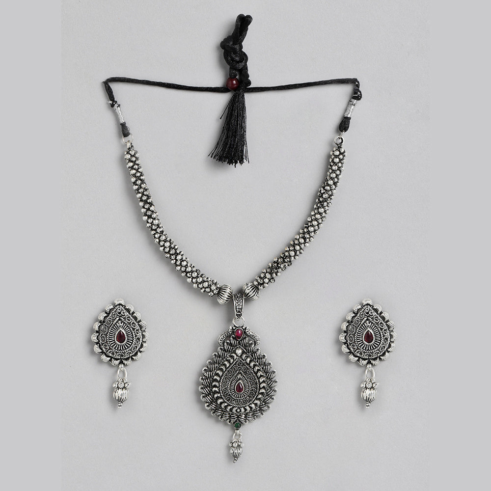 Kord Store Delightful Oxidies Plated Heart Shape Choker Necklace set For Girls and Women  - KSNKE60224