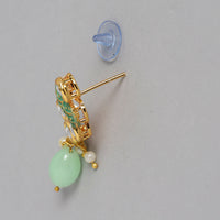 Kord Store Traditionally Gold Plated Mint Green Raajwada Look Collar Necklace Set For Girls and Women  - KSNKE60229