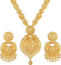 Kord Store Traditional Micron Gold plated Long Haram Jewellery Set for Women and Girls  - KSNKE60235