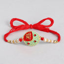 Kord Store 'Shree' Mark Mint Mina Ruby Stone Thread Moti Gold Finish Rakhi Set Of 1 For Brother