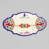 Kord Store 'Swastik' Mark Mint Green And Ruby Minakari Thread Moti Gold Finish Rakhi Set Of 1 For Brother