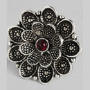 Kord Store Beautiful  Adjustable Silver Oxidised Plated Floral Finger Ring For Girls and Women
