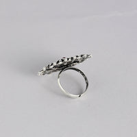 Kord Store Latest Design Adjustable Silver Oxidised Plated Floral Finger Ring For Girls and Women