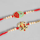 Kord Store 'Bro' Mark Mint Green Ruby Mina Thread Moti Gold Finish Rakhi Set Of 1 For Brother