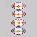 Kord Store 'Om And Ganeshji' Design Mint Green/Ruby Mina Multi Stone Rakhi Set Of 4 For Brother