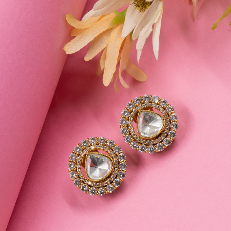 Nipura Kumari Zircon Polki Stud Earrings