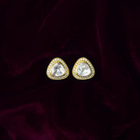Nipura Kundan 925 Silver Triguni Moissanite Earrings