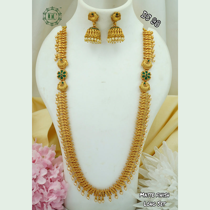 Diksha Collection Gold Plated Long Haram Necklace Set