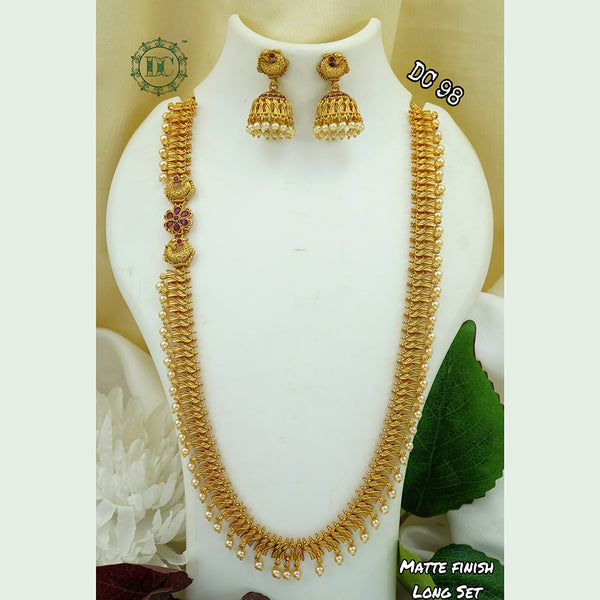 Diksha Collection Gold Plated Long Haram Necklace Set