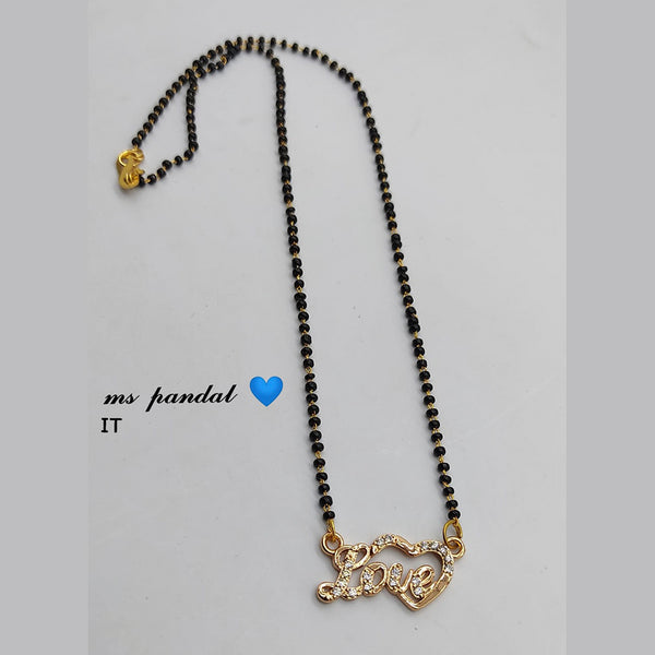 Lucentarts Jewellery Austrian Stone " Love " Black Beads Mangalsutra