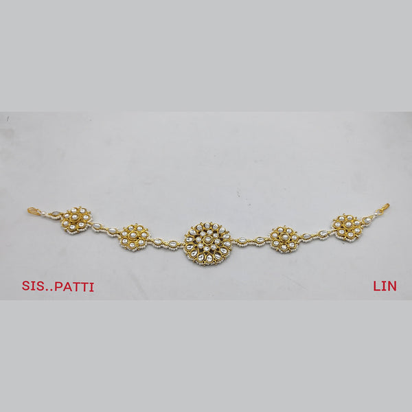 Lucentarts Gold Plated Kundan Sheeshphool / Headband Hair Accessories For Women
