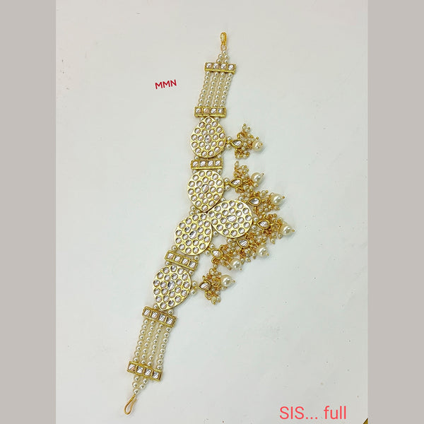 Lucentarts Gold Plated Kundan Sheeshphool / Headband Hair Accessories For Women
