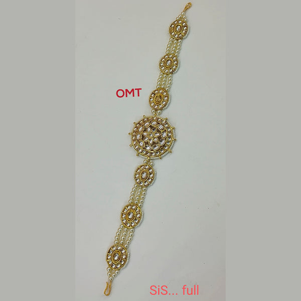 Lucentarts Gold Plated Kundan Sheeshphool / Headband Hair Accessories For Women