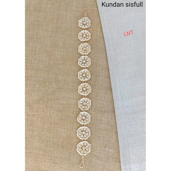Lucentarts Gold Plated Kundan Sheeshphool / Headband Hair Accessories For Women
