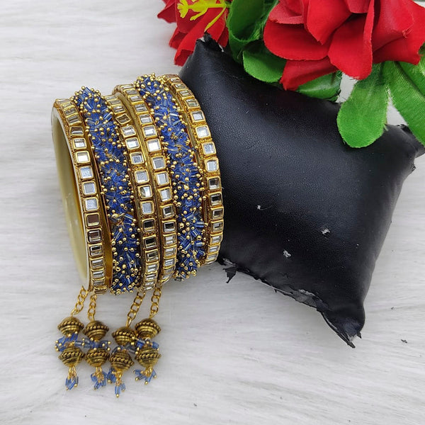 Lucentarts Jewellery Kundan Stone Gold Plated Bangles Set