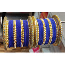 Lucentarts Jewellery  Thread And Kundan Stone Gold Plated Bangles Set