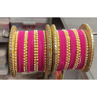 Lucentarts Jewellery  Thread And Kundan Stone Gold Plated Bangles Set