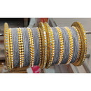 Lucentarts Jewellery  Thread And Kundan Stone Gold Plated Bangles Set