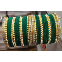 Lucentarts Jewellery  Thread And Kundan Stone Gold Plated Bangles Set