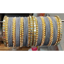 Lucentarts Jewellery  Thread And Kundan Stone Gold Plated Bangles Set