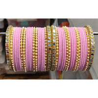 Lucentarts Jewellery  Thread And Kundan Stone Gold Plated Bangles Set