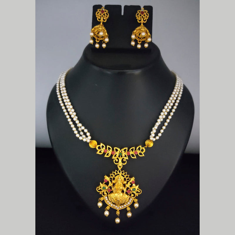 Lucentarts Jewellery Gold Plated Pota Stone & Pearl Necklace Set