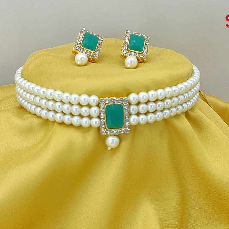 Lucentarts Jewellery Gold Plated Austrian & Crystal Stone And Pearl Necklace Set