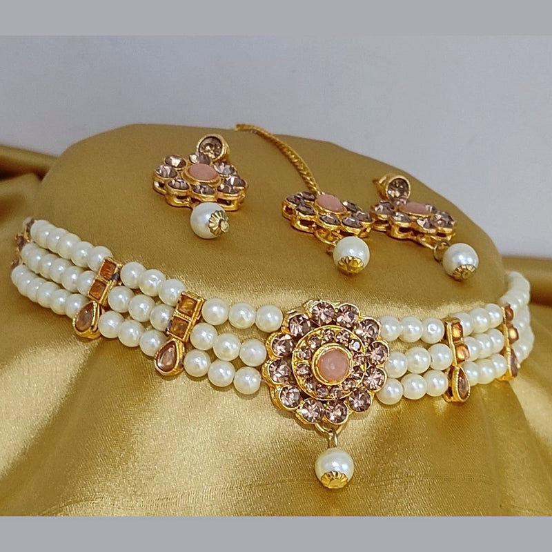 Lucentarts Jewellery Austrian Stone And Pearl Choker Necklace Set