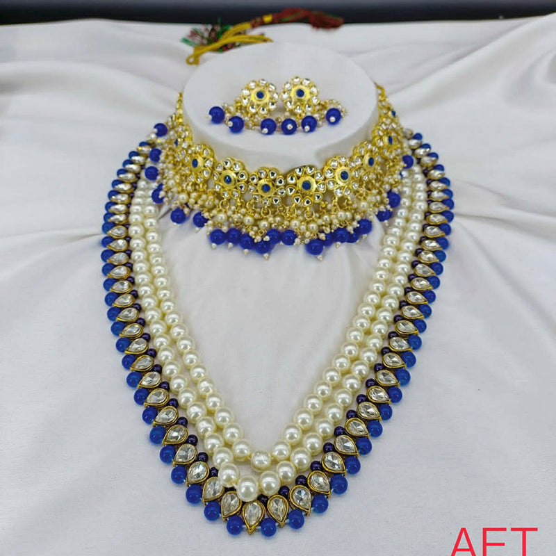 Lucentarts Jewellery Beads And Kundan Stone Double Necklace Set