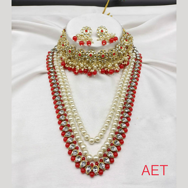 Lucentarts Jewellery Beads And Kundan Stone Double Necklace Set