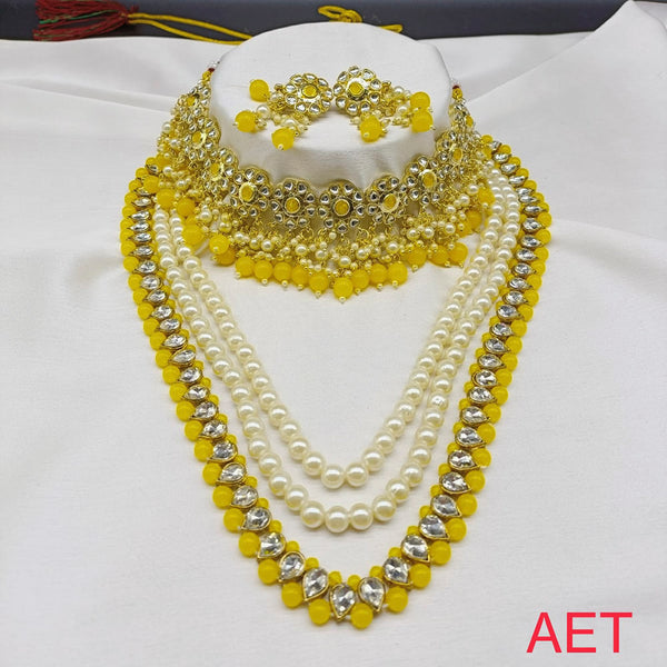 Lucentarts Jewellery Beads And Kundan Stone Double Necklace Set