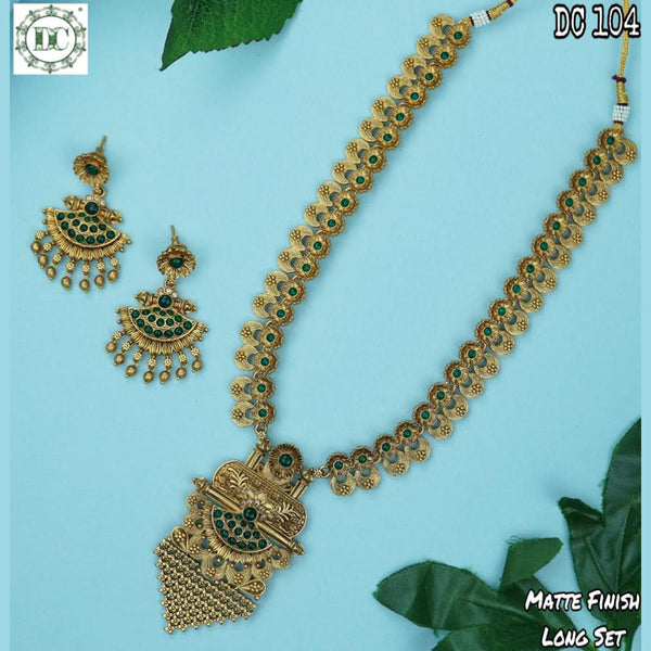 Diksha Collection Gold Plated Pota Stone Long Necklace Set