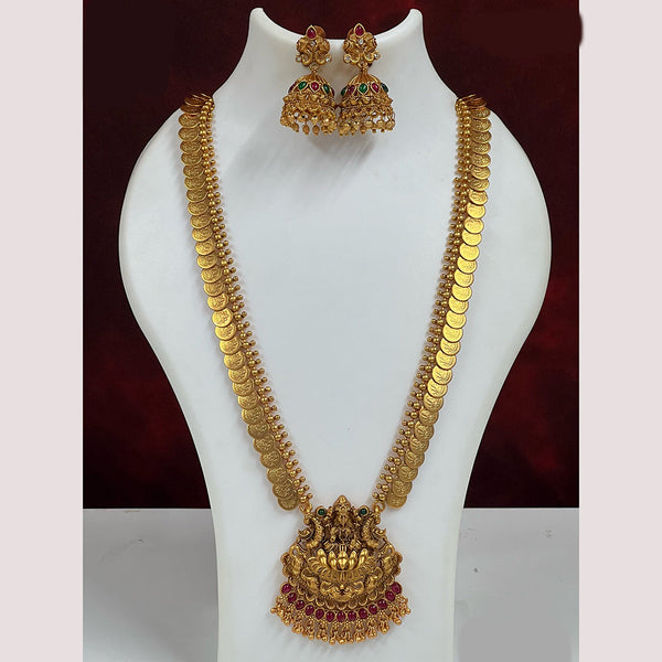 Diksha Collection Gold Plated Pota Stone Necklace Set