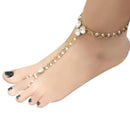 Tip Top Fashions Glass Stone & Pearl Chain Single Anklet