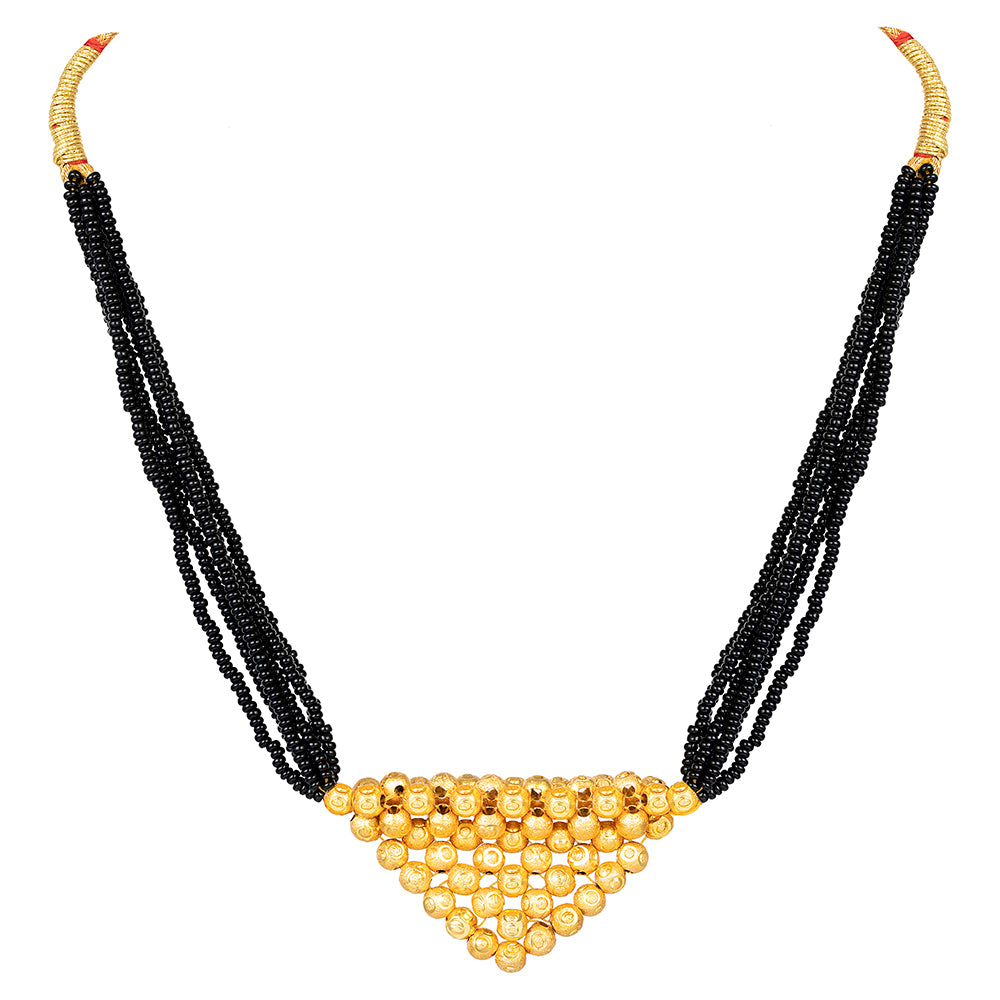 Shrishti Fashion Classy Black Bead Gold Boll Mangalsutra For Women