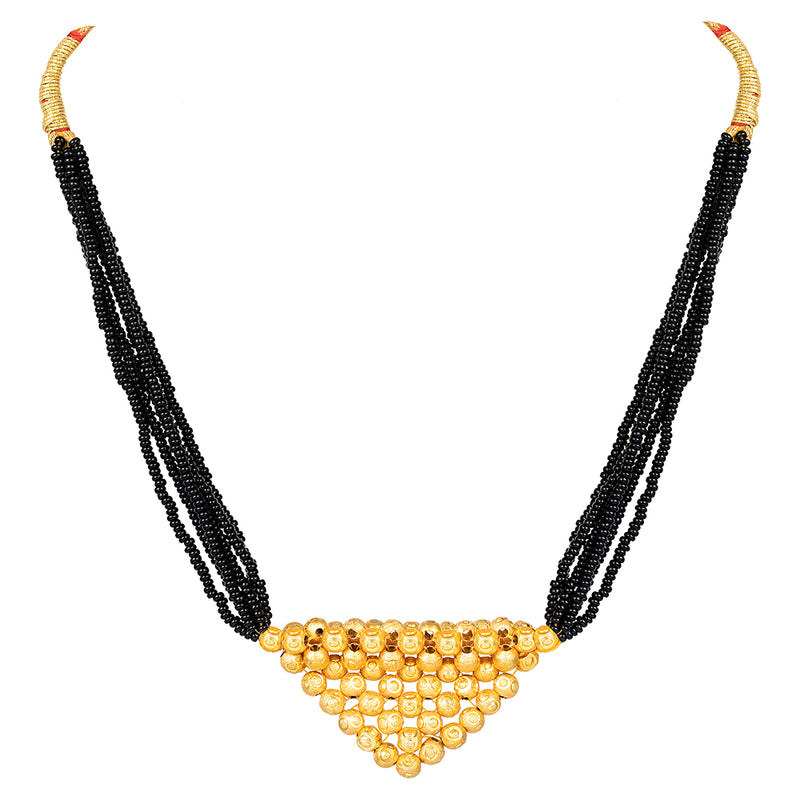 Shrishti Fashion Classy Black Bead Gold Boll Mangalsutra For Women