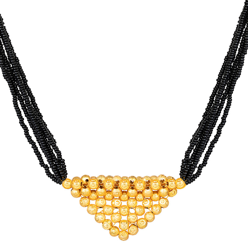 Shrishti Fashion Classy Black Bead Gold Boll Mangalsutra For Women