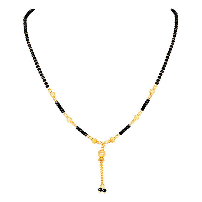 Shrishti Fashion Lovely Black Bead Latkan Boll Gold Plated Mangalsutra For Women