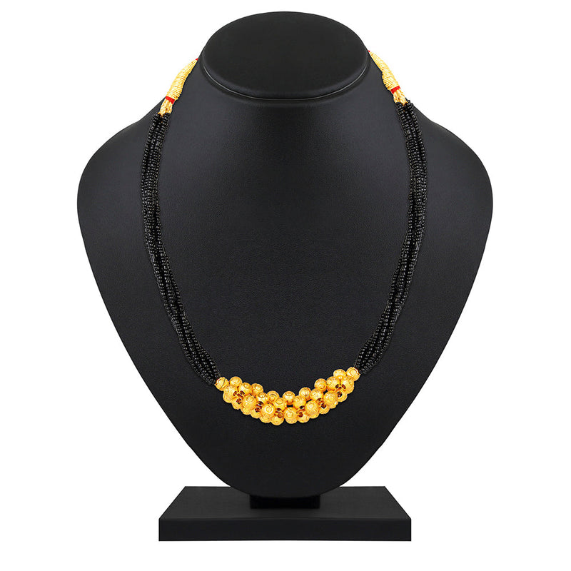 Shrishti Fashion Classy Black Bead Golden Boll Mangalsutra For Women