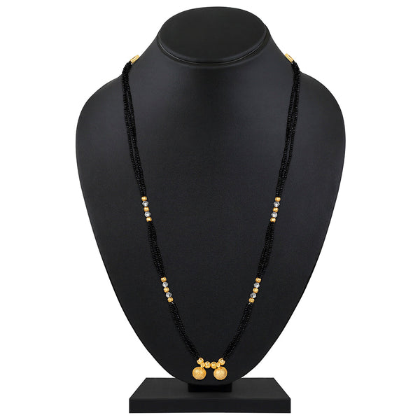 Shrishti Fashion Trendy Black Bead Wati Design Gold Plated Mangalsutra For Women