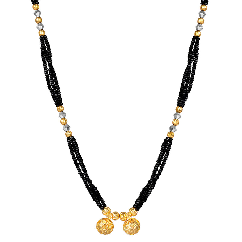 Shrishti Fashion Trendy Black Bead Wati Design Gold Plated Mangalsutra For Women