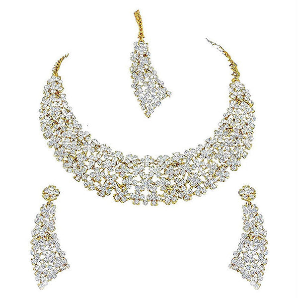 Etnico Gold Plated Traditional Diamond Necklace Set for Women/Girls (M4126W)