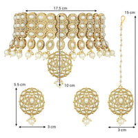 Etnico Traditional Deepika Style Gold Plated Bridal Pearl Choker Necklace Set with Maang Tikka (M4127W)