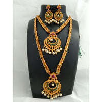 Metro Bangles Gold Plated Green & Pink & Stone Double Pack Of 6 Necklace Set