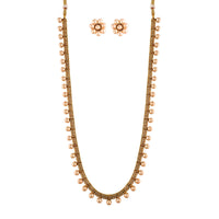 Etnico 18K Gold Plated Traditional South Indian Stylish Long Necklace With Earrings For Women & Girls (MC042RG)